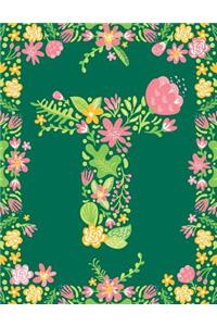 Floral Initial T Monogram Journal