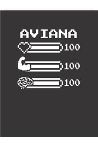 Aviana: Pixel Retro Game 8 Bit Design Blank Composition Notebook College Ruled, Name Personalized for Girls & Women. Gaming Desk Stuff for Gamer Girls. Funn