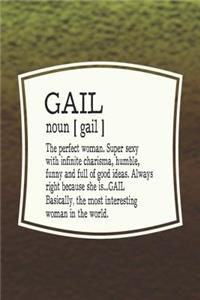 Gail Noun [ Gail ] the Perfect Woman Super Sexy with Infinite Charisma, Funny and Full of Good Ideas. Always Right Because She Is... Gail