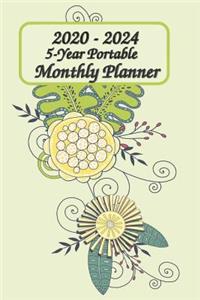 2020 - 2024 5-Year Portable Monthly Planner 6x9