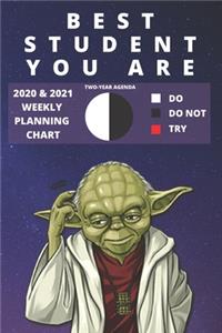 2020 & 2021 Two-Year Weekly Planner For The Best Student - Funny Yoda Quote Appointment Book Gift - Two Year Agenda Notebook