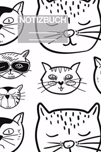 Notizbuch A5 Muster Zeichnung Katzen Katze Cat Cats Orange Schwarz Zeichnung Cool