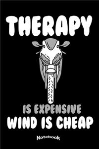 Therapy Is Expensive Wind Is Cheap: Funny Notebook, Diary or Journal Gift for Bikers, Motorbike Lovers and Motorcycle Fans with 120 Dot Grid Pages, 6 x 9 Inches, Cream Paper, Glossy Fi