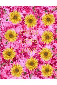Faith Hope Love Sunflowers Pink Marble Journal Notebook 8.5 X 11 (150 Pages)