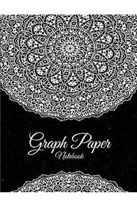Graph Paper Notebook: Art Mandala Black Book, 8.5 X 11 Square Blank Quad Ruled 1/4 Inch Graph Paper, Blank Graph Paper Composition Books