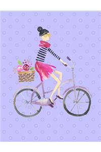 Paris Girl On Bike Notebook - College Ruled