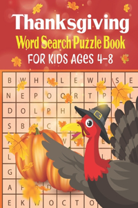 Thanksgiving Word Search Puzzle Book For Kids Ages 4-8
