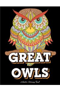 GREAT OWLS Adults Coloring Book
