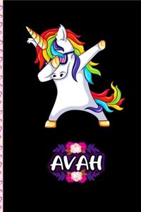 Avah - Dabbing Unicorn personalized named Notebook