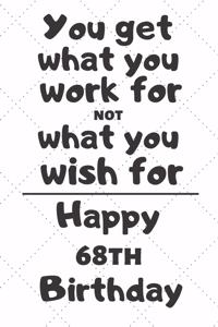 You get what you work for not what you wish for Happy 68th Birthday
