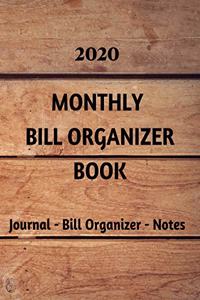 2020 Monthly Bill Organizer Book