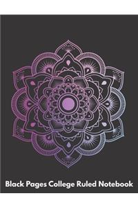 Black Pages College Ruled Notebook