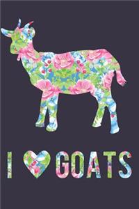 I Love Goats Floral Notebook Journal