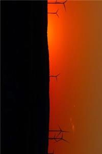 Beautiful Red Sunset at a Windmill Power Farm Journal