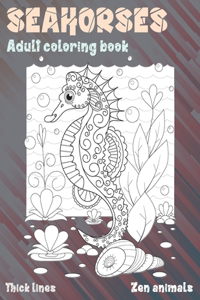 Adult Coloring Book Zen Animals - Thick Lines - Seahorses