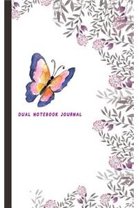 Dual Notebook Journal: Flower and Butterfly Half Graph Paper 4x4 (Four Squares Per Inch 0.25 X 0.25) and Half Blank Paper on Same Page: Quadrille, Coordinate, Quad Ruled, 