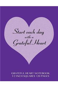 Grateful Heart Notebook 1/2 inch squares 120 pages