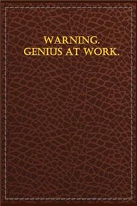 Warning. Genius At Work.