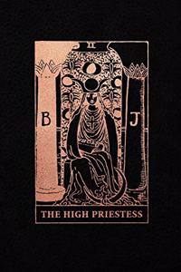 The High Priestess: Tarot Card Bullet Journal - 5 x 8 Notebook - Black and Rose Gold Design - Dot Grid Notebook