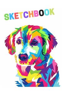 Sketchbook: Cute Dog Sketchbook to Draw, Whiting or Doodling for Kids, 120 Blank Pages, Large 8.5x11 Workbook/Composition for Children. Colorful Cover Design