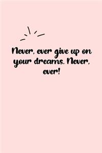 Never, ever give up on your dreams. Never, ever! Dot Grid Bullet Journal