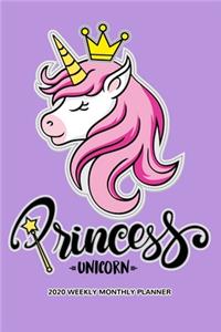 Princess Unicorn 2020 Weekly Monthly Planner