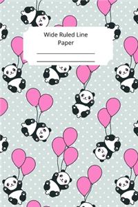 Cute Baby Panda Theme Wide Ruled Line Paper