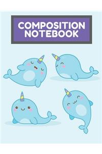 Composition Notebook: Cute Marwhal Lined Journal for Kids 110 Pages Size (8.5x11)