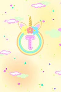 Unicorn Horn Monogram Journal - Letter T