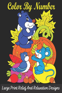 Color By Number Large Print Relief And Relaxation Designs