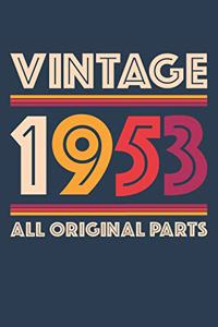 Vintage 1953 Notebook 'All Original Parts' - 66 Years Old Birthday Planner - Retro Journal for Women and Men - 66th Birthday Gift