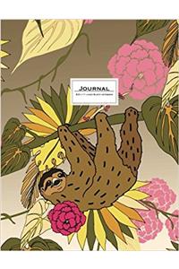Sloth Journal: Ruled, Large, Soft Cover. Cute Animal Design in Green, Taupe, Brown, and Pink (Cute Journals)