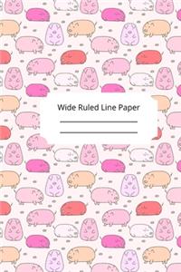 Cute Baby Pig Theme Wide Ruled Line Paper