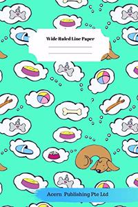 Sleep Dog Theme Wide Ruled Line Paper