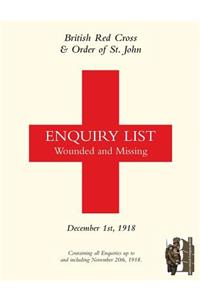 British Red Cross and Order of St John Enquiry List for Wounded and Missing