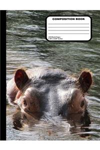 Hippopotamus Composition Notebook 200 Blank Unruled Pages 9 3/4