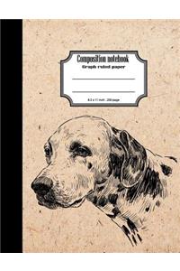 Composition notebook graph ruled paper 8.5x11" 200 page 4x4 grid per inch, Vintage Dalmatian dog
