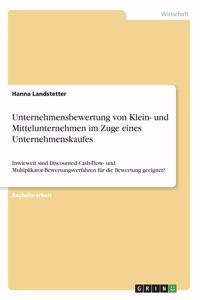 Unternehmensbewertung von Klein- und Mittelunternehmen im Zuge eines Unternehmenskaufes