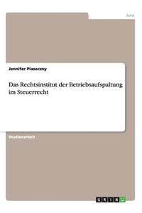 Rechtsinstitut der Betriebsaufspaltung im Steuerrecht