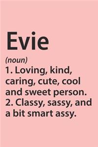 Evie Definition Personalized Name Funny Notebook Gift, notebook for writing, Personalized Evie Name Gift Idea Notebook