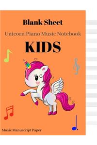 Blank Sheet Unicorn Piano Music Notebook Kids