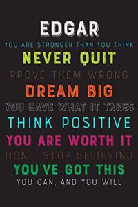 Edgar You Are Stronger Than You Think Never Quit Prove Them Wrong Dream Big You Have What It Takes Think Positive You Are Worth It Dont Stop Believing You've Got This You Can And You Will