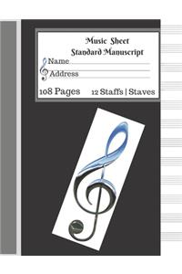 Music Sheet Standard Manuscript -108 Pages 12 Staffs - Staves