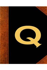 Monogram Q Personalized School Composition Book Vintage Style 130 Pages