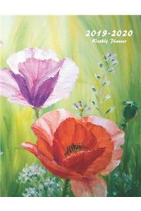 2019-2020 Weekly Planner: Large Two Year Planner with Flower Coloring Pages (Volume 6)