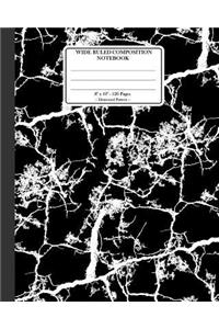 Wide Ruled Composition Notebook 8x 10. 120 Pages. Distressed Pattern