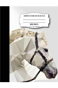 Composition notebook wide ruled 8.5 x 11 inch 200 page, Geometric white horse