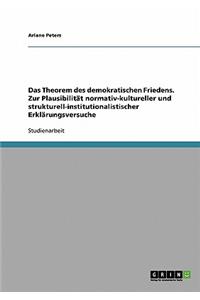 Theorem des demokratischen Friedens. Zur Plausibilität normativ-kultureller und strukturell-institutionalistischer Erklärungsversuche