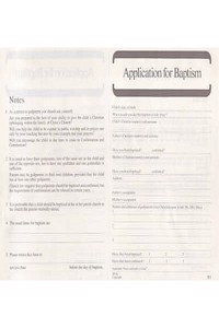 Application for Baptism: Form B1