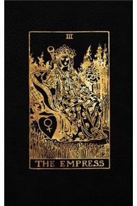 The Empress: Tarot Card Journal - 5 x 8 College 120 Ruled Pages - Black Leather Style and Gold - College Ruled Notebook